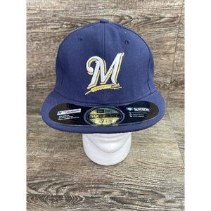 New Era Milwaukee Brewers 59FIFTY MLB Fitted Hat Size 7 1/4 Baseball Cap, 57.7cm